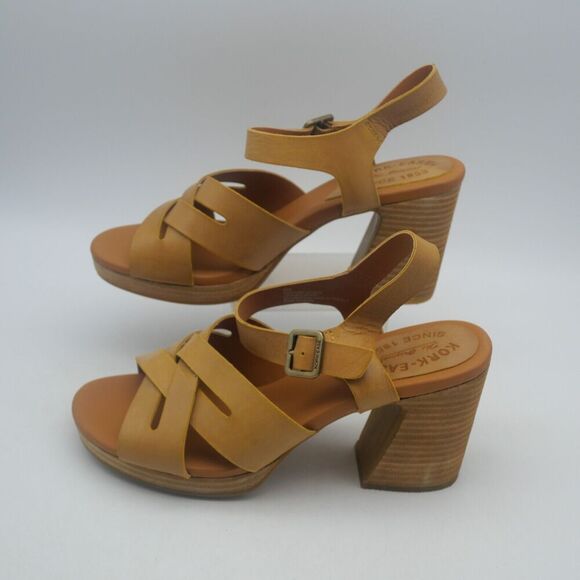 NEW Kork-Ease Hutton Leather Ankle Strap Platform Sandals Yellow Women's 9 - Picture 3 of 8